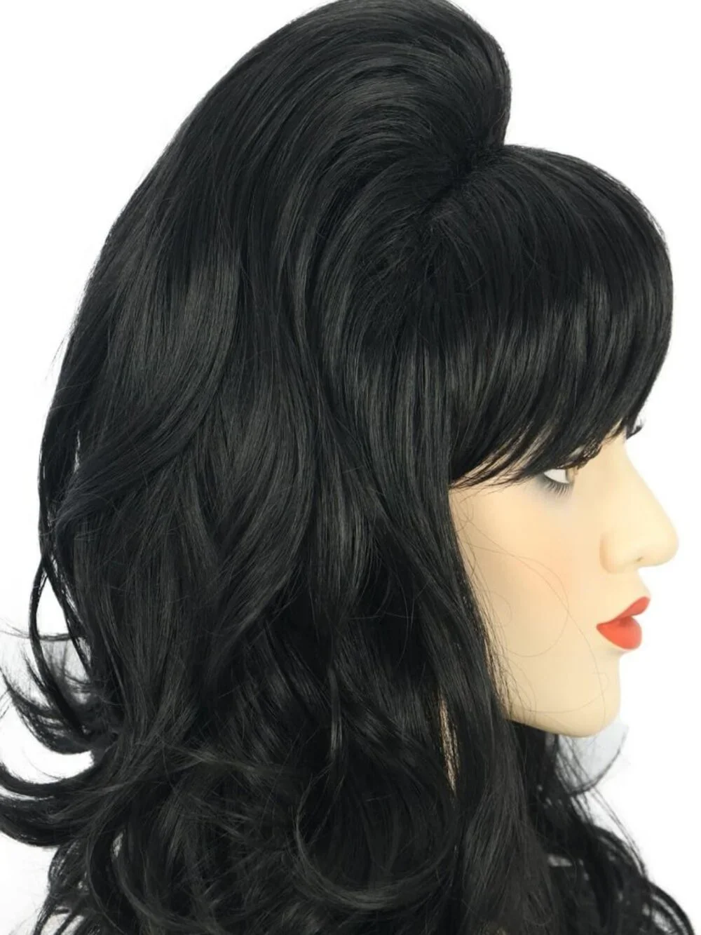 Long Wavy Black Bouffant Wig for Women | 60s 70s Beehive Style Hairpiece